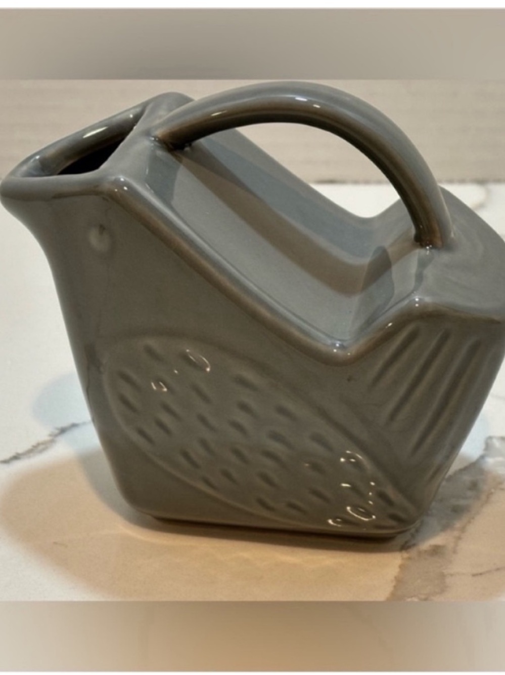 Ceramic Bird Cream Pitcher Grey Coffee Accessory Farmhouse Cottagecore Decor - Picture 2 of 8